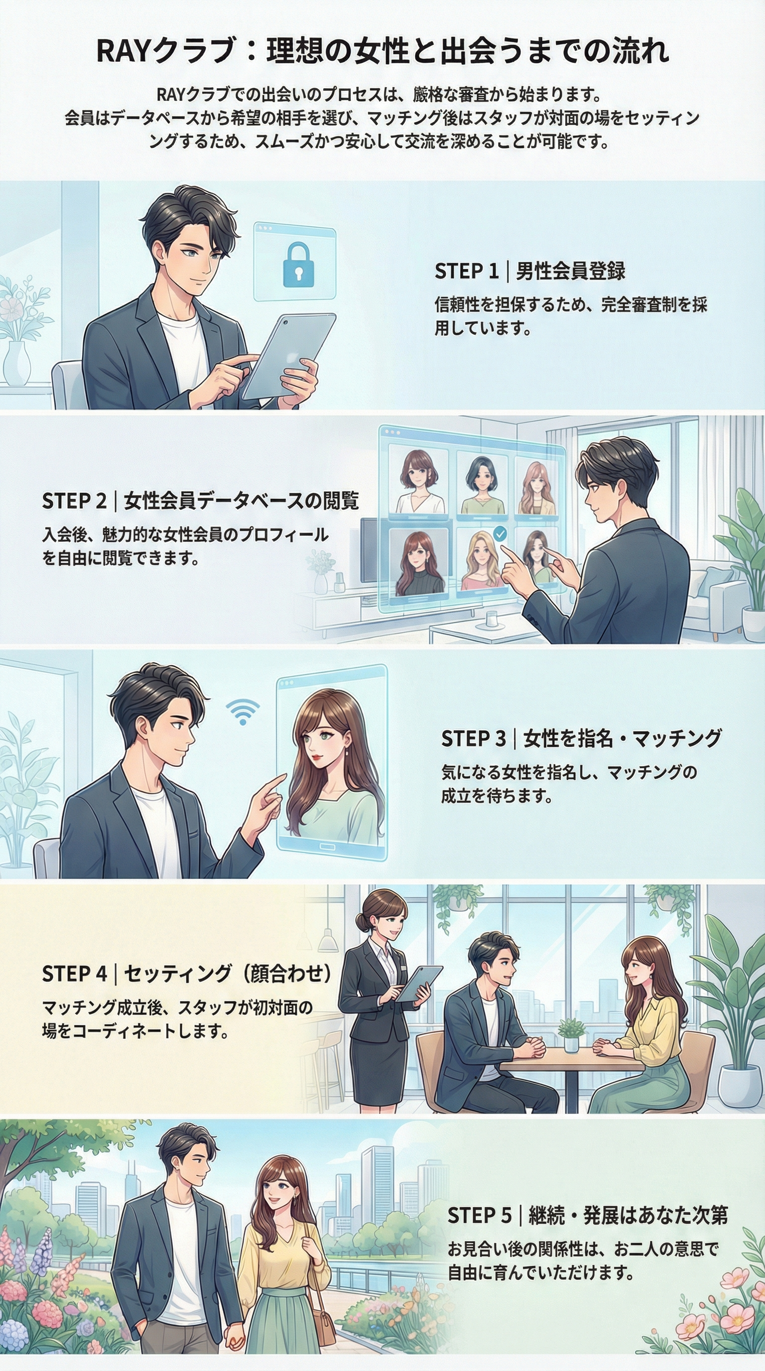 RAYクラブ ご利用の流れマンガ